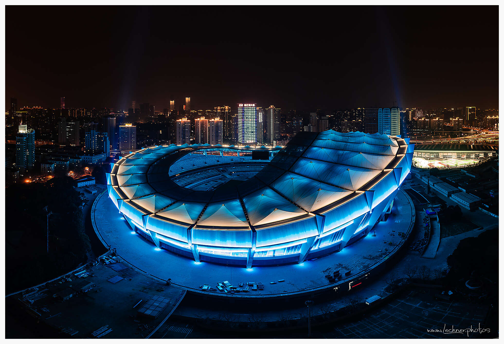 Shanghai Soccer Stadium at night