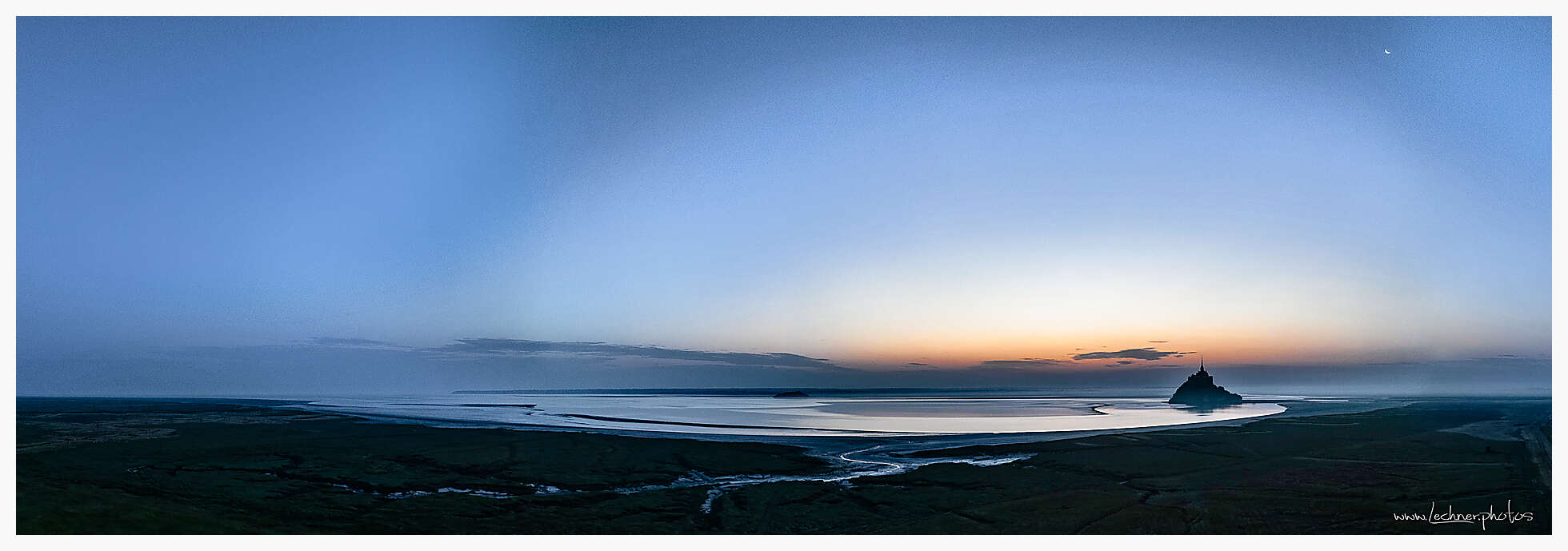 Mont Saint Michel Wide Panorama at sunrise