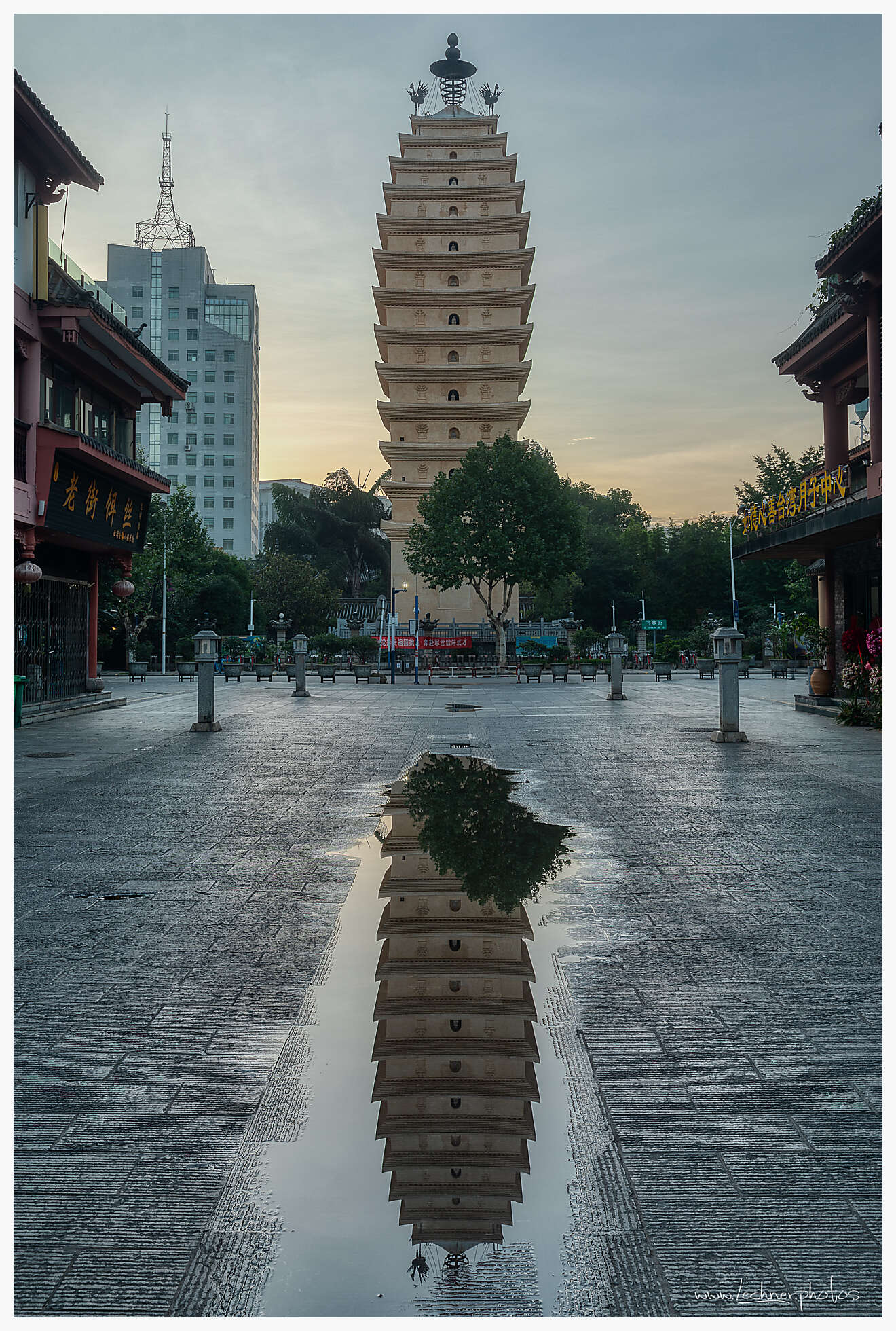 East and West Pagodas Kunming reflections